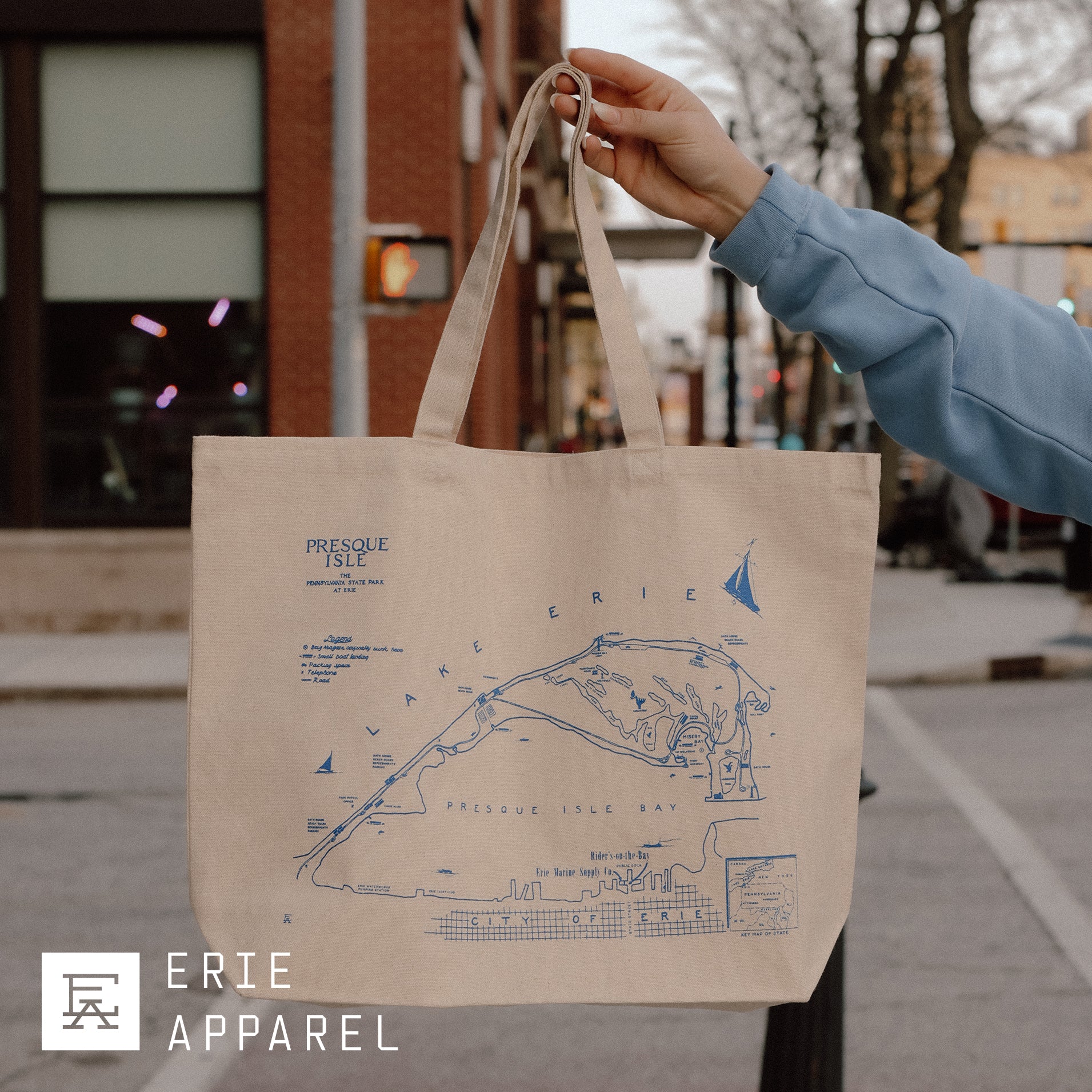 Vintage Presque Isle Map Tote