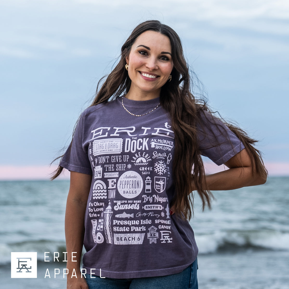 Erie Collage Tee - Plum