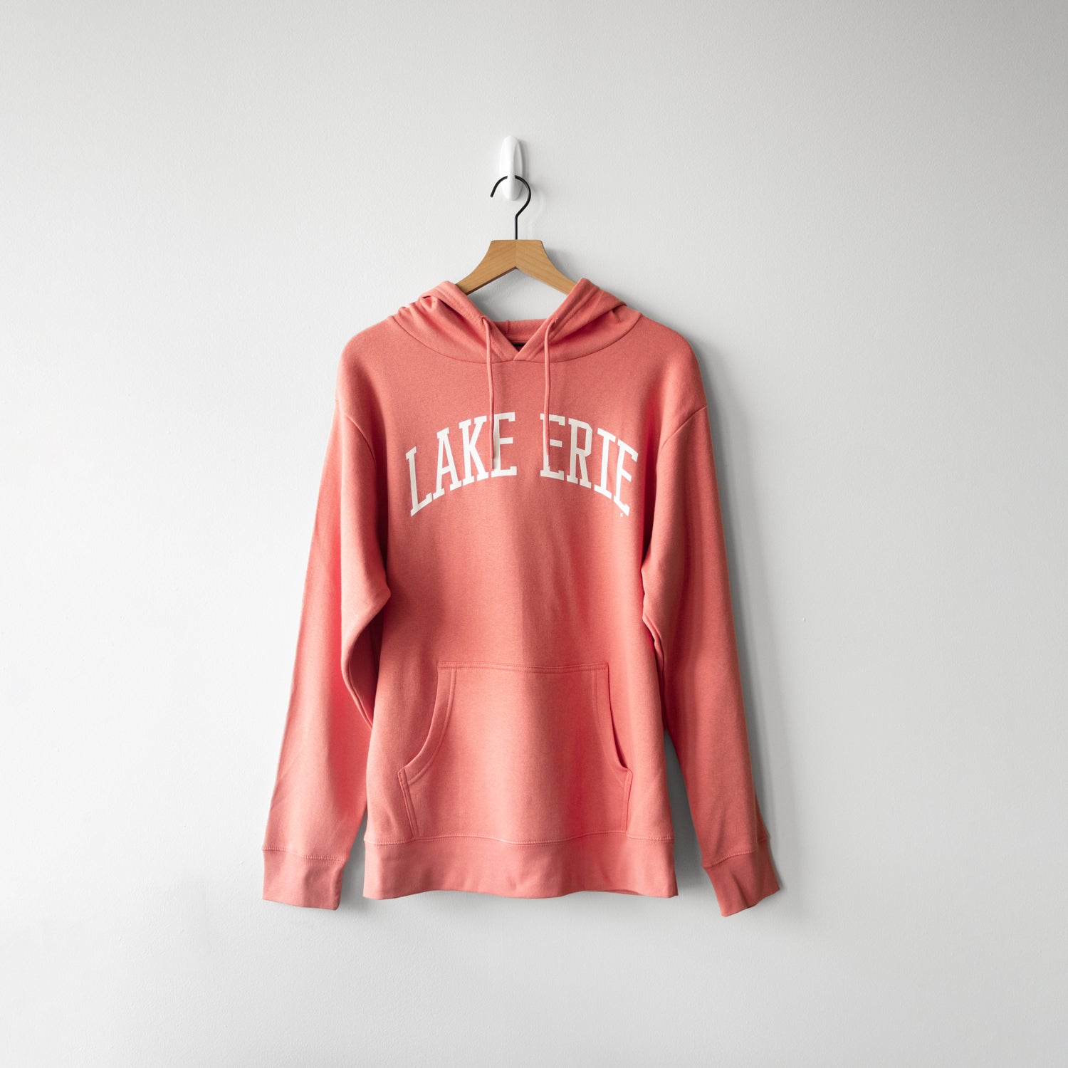 Lake Erie Block Lightweight Hoodie - Coral