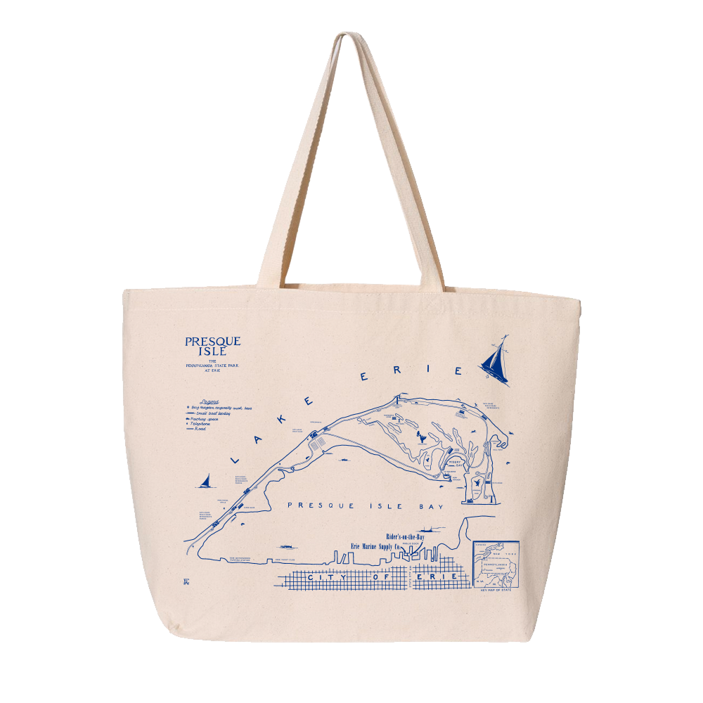 Vintage Presque Isle Map Tote