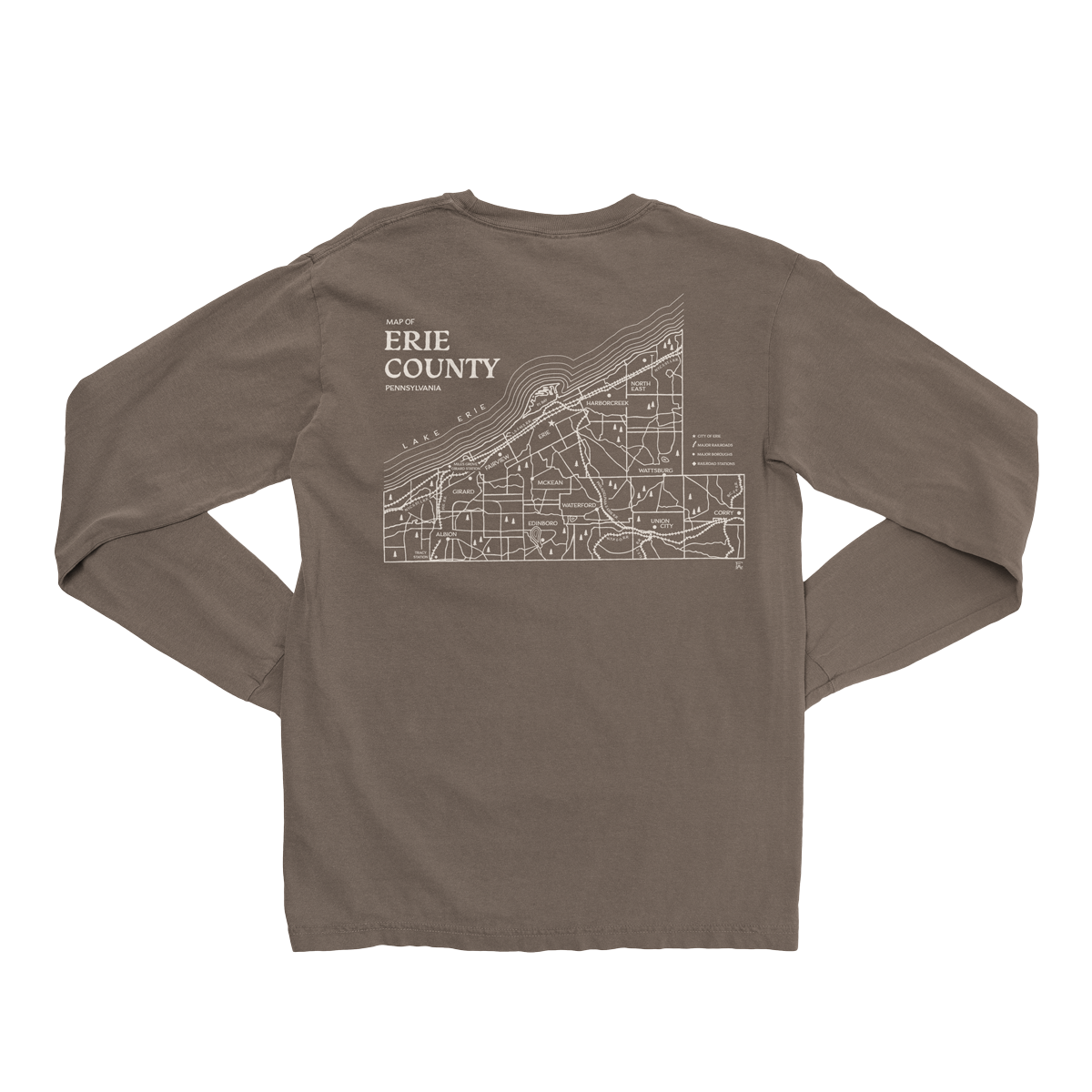 Vintage Erie County Map Long Sleeve Tee