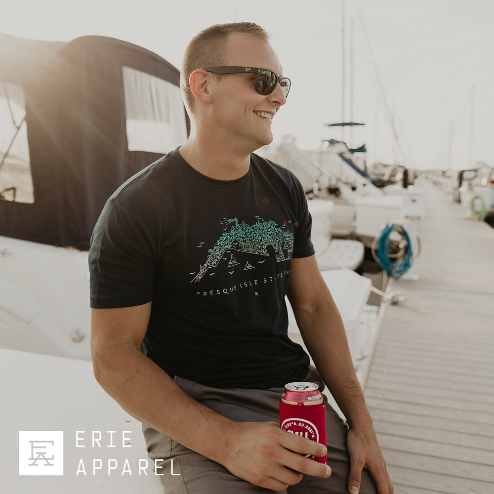 Presque Isle Map Tee - Navy