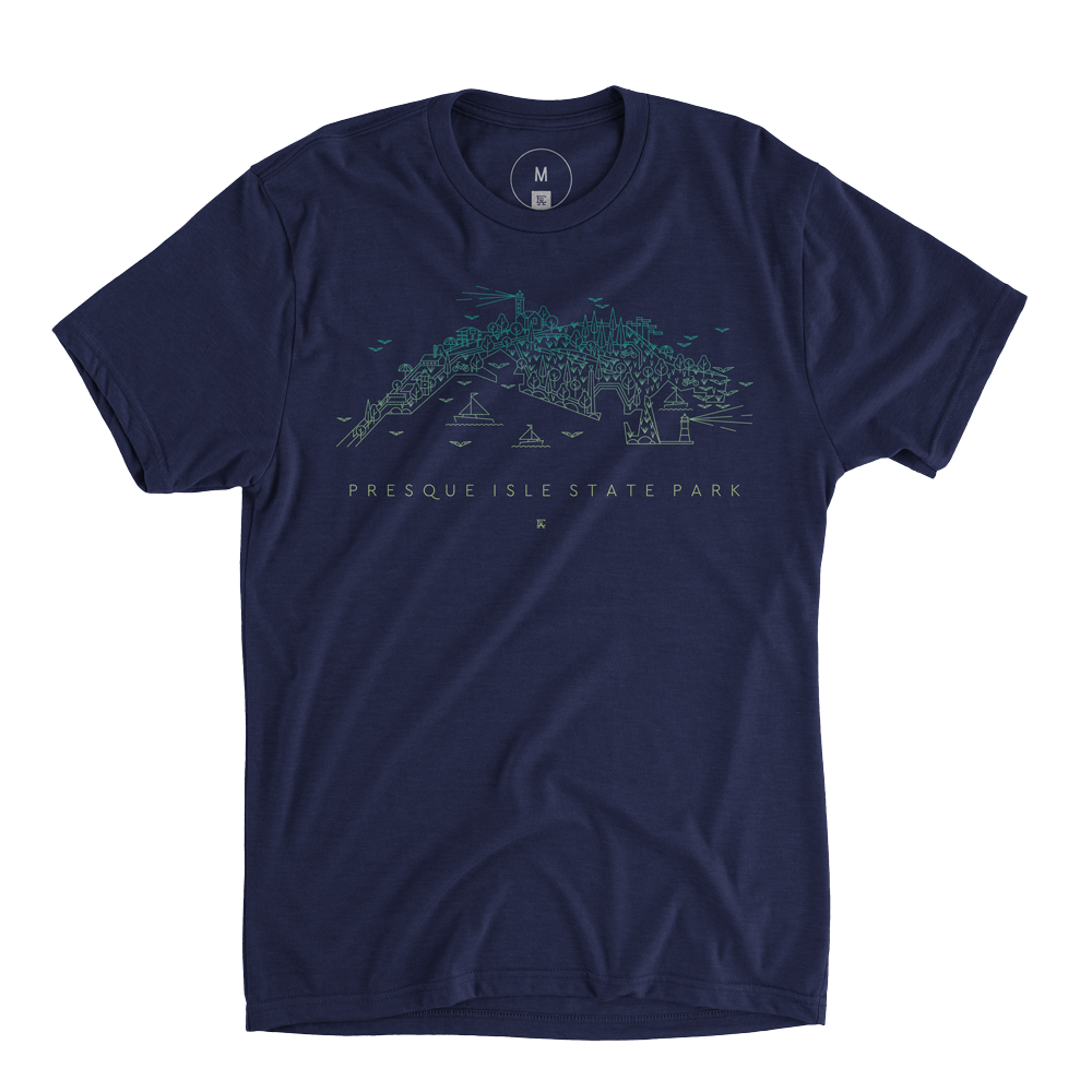 Presque Isle Map Tee - Navy